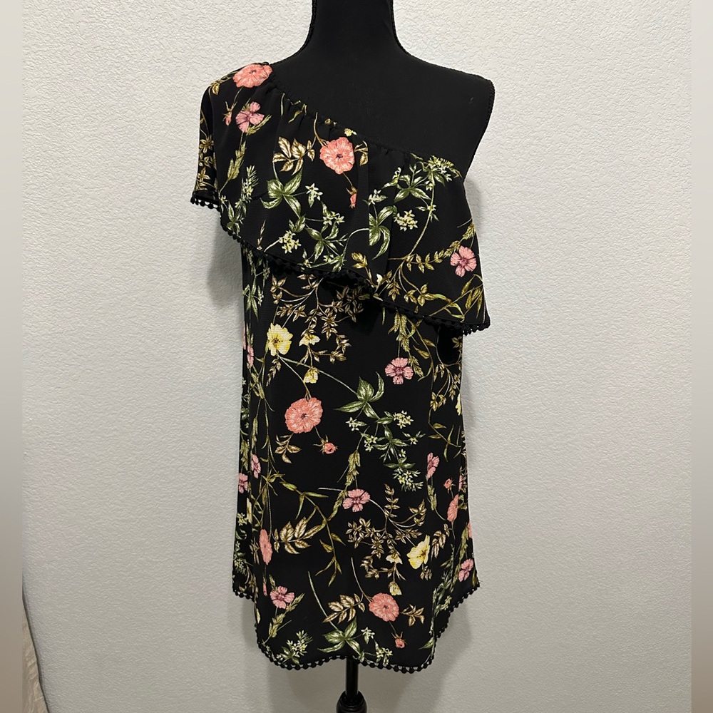 One shoulder floral vacation dress